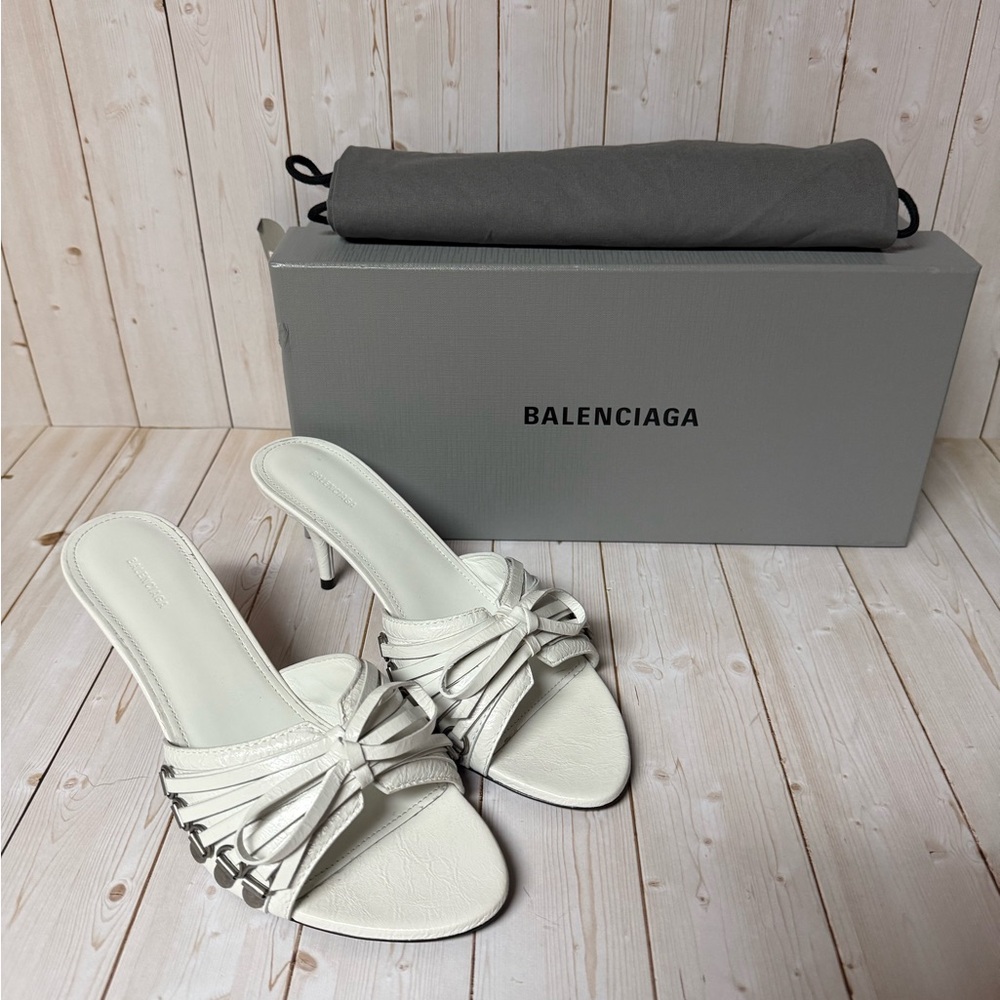 Balenciaga Cagole Leather Slide Sandal Optic White Sz 36 / 6 - Picture 2 of 16
